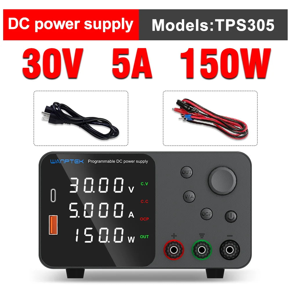 Wanptek Adjustable DC Power Supply 30V 10A 60V 5A Lab Bench Power Source Stabilized Power Supply Voltage Regulator Switch 120V3A