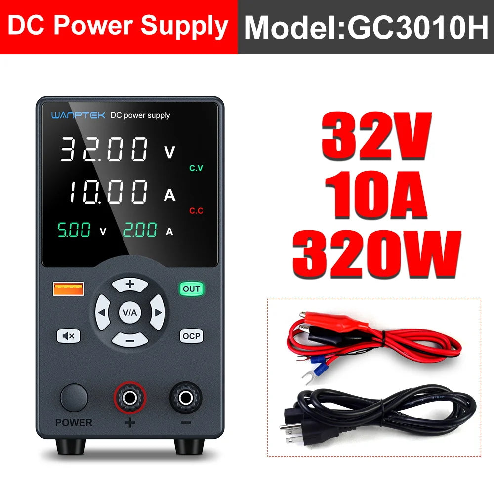 Wanptek Adjustable DC Power Supply 30V 10A 60V 5A Lab Bench Power Source Stabilized Power Supply Voltage Regulator Switch 120V3A