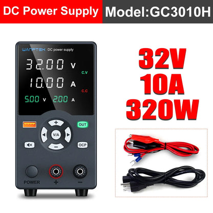 Wanptek Adjustable DC Power Supply 30V 10A 60V 5A Lab Bench Power Source Stabilized Power Supply Voltage Regulator Switch 120V3A