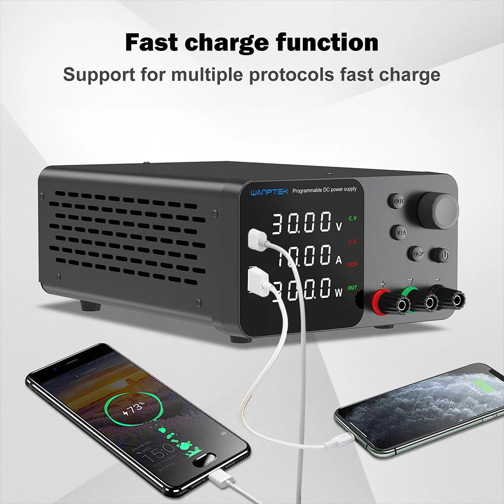 Wanptek Adjustable DC Power Supply 30V 10A 60V 5A Lab Bench Power Source Stabilized Power Supply Voltage Regulator Switch 120V3A