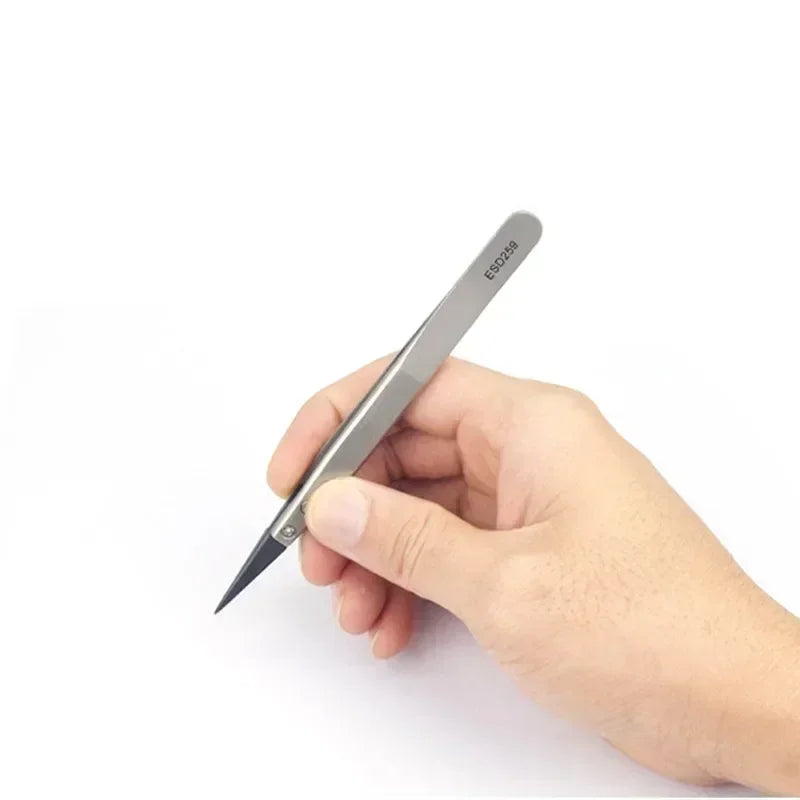 5PC Watch Hands Installation Work Tweezers Straight Elbow Handle Stainless Antistatic Plastic Tweezers ESD-259 ESD-259A ESD-7A