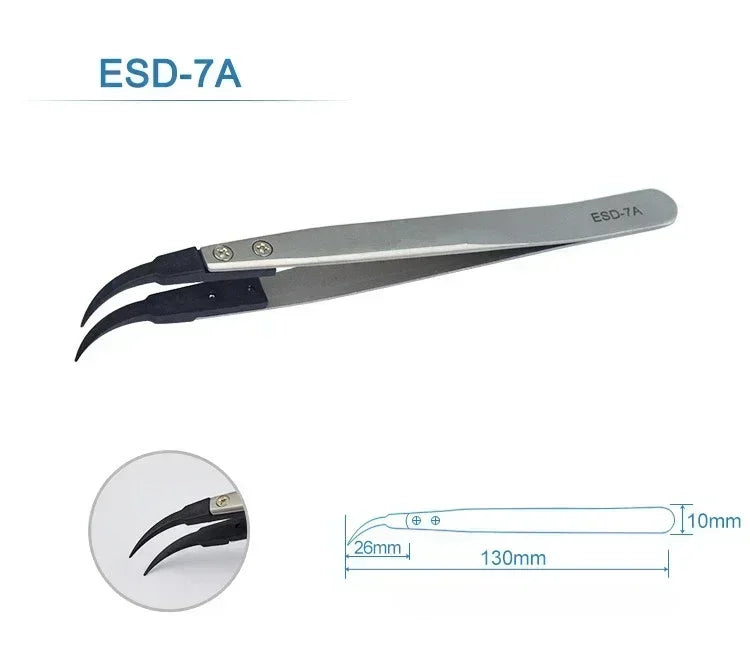 5PC Watch Hands Installation Work Tweezers Straight Elbow Handle Stainless Antistatic Plastic Tweezers ESD-259 ESD-259A ESD-7A