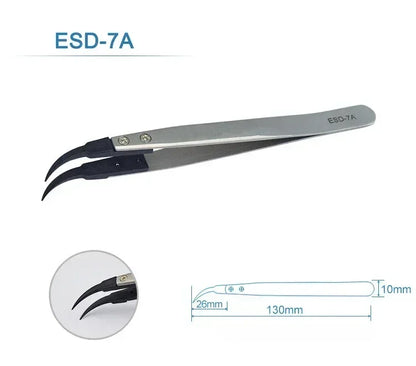 5PC Watch Hands Installation Work Tweezers Straight Elbow Handle Stainless Antistatic Plastic Tweezers ESD-259 ESD-259A ESD-7A
