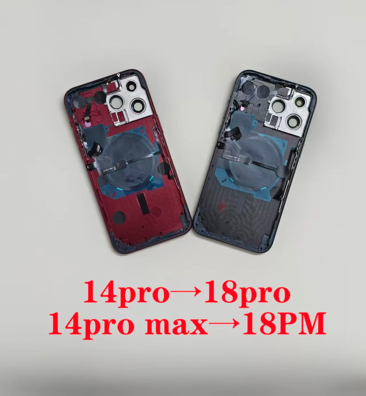 Back Cover For iPhone 14 Pro Max Like 18 Pro Max DIY Back Housing 14 Pro To 18 Pro Housing With Wireless Charging + Flash Cable