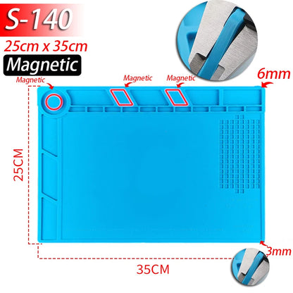 Mat de trabajo de silicona resistente al calor 932°F Manta magnética antiestática para reparación de electrónicos