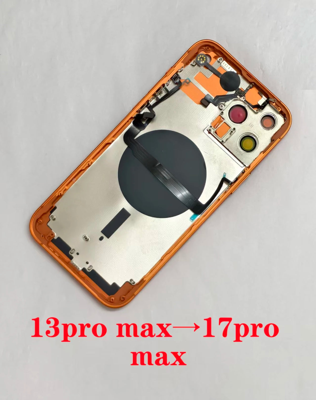 Rear Back Housing Battery Cover For iPhone 13 Pro Max Convert To 17 Pro Max Diy 13 Pro Max Like 17 Pro Max With Tray