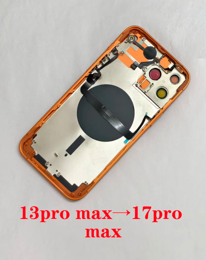 Rear Back Housing Battery Cover For iPhone 13 Pro Max Convert To 17 Pro Max Diy 13 Pro Max Like 17 Pro Max With Tray