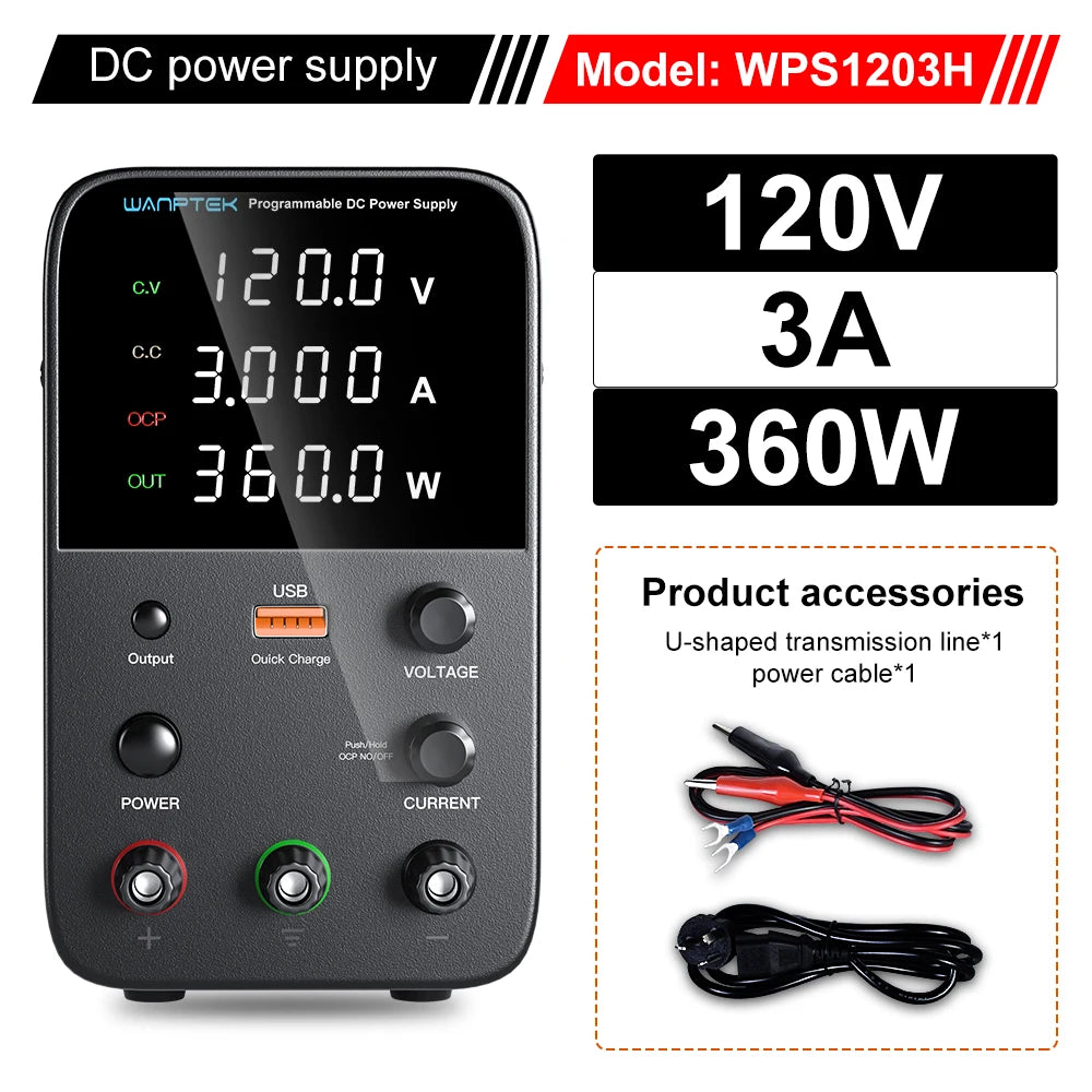 Wanptek Adjustable DC Power Supply 30V 10A 60V 5A Lab Bench Power Source Stabilized Power Supply Voltage Regulator Switch 120V3A