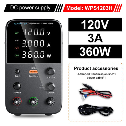 Wanptek Adjustable DC Power Supply 30V 10A 60V 5A Lab Bench Power Source Stabilized Power Supply Voltage Regulator Switch 120V3A