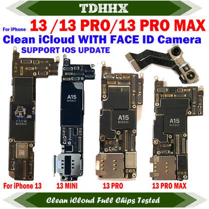 Free iCloud Motherboard For iPhone 13 Pro Max 128g/256g 512GB Mainboard With Face ID CleanediCloud Main Logic Board Ok Plate
