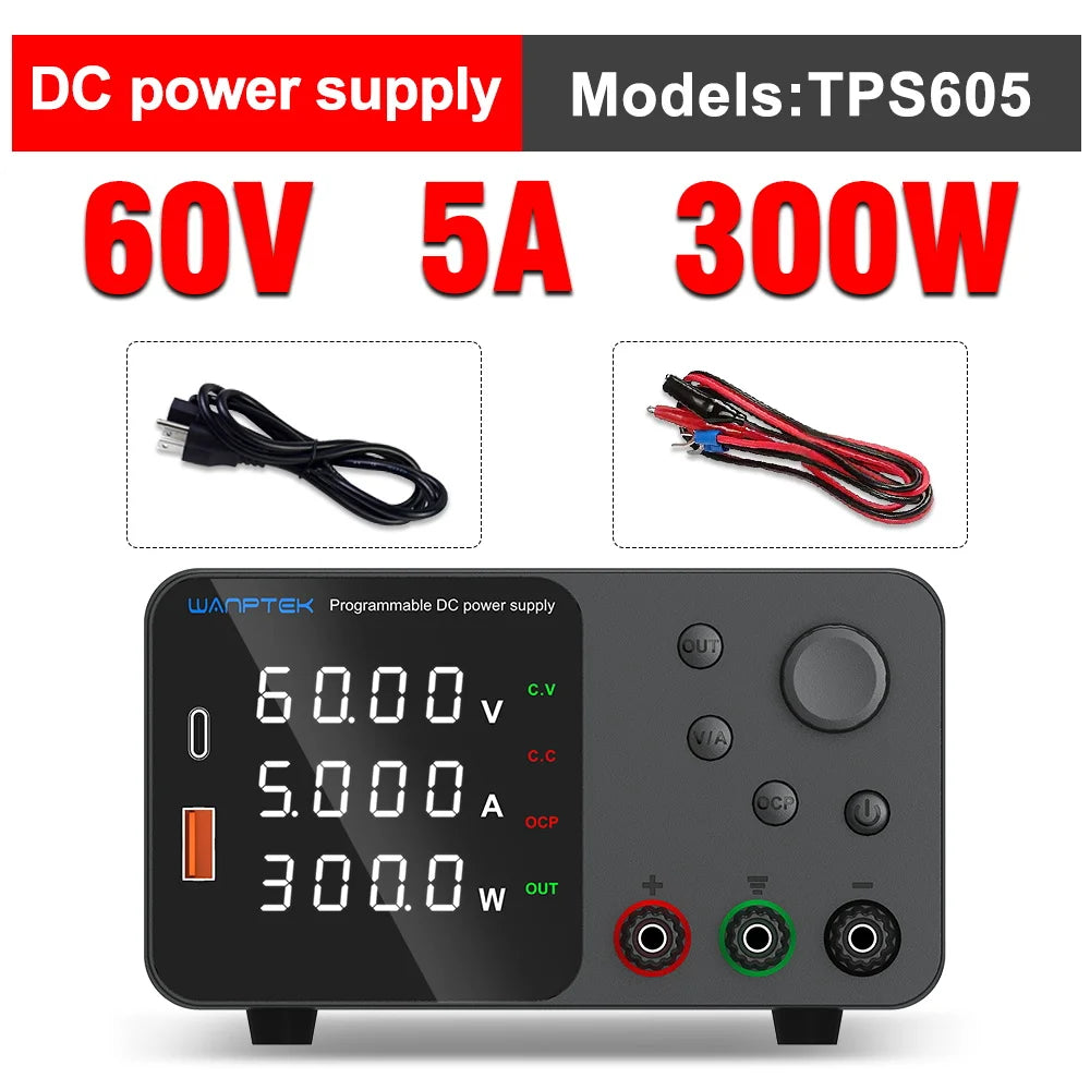 Wanptek Adjustable DC Power Supply 30V 10A 60V 5A Lab Bench Power Source Stabilized Power Supply Voltage Regulator Switch 120V3A