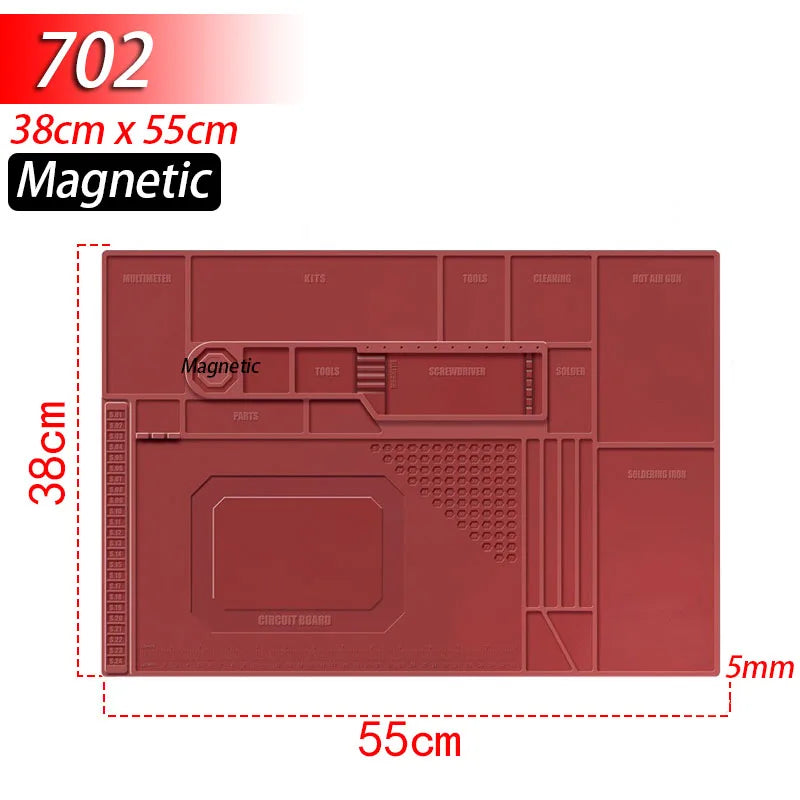 Mat de trabajo de silicona resistente al calor 932°F Manta magnética antiestática para reparación de electrónicos