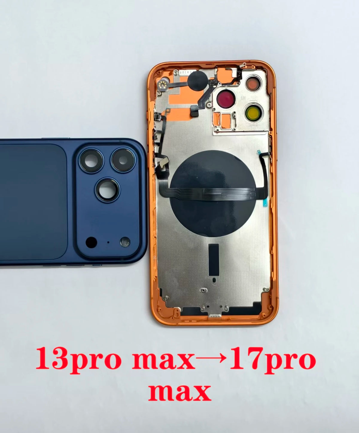 Rear Back Housing Battery Cover For iPhone 13 Pro Max Convert To 17 Pro Max Diy 13 Pro Max Like 17 Pro Max With Tray
