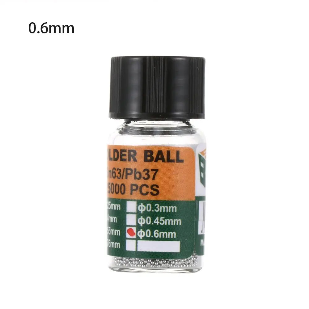 25000 piezas/botella 0,2-0,65 mm BGA Bolas de rebote con plomo para micro-soldadura IC, Bola de soldadura Material de estaño Sn63/Pb37 Herramientas de reparación