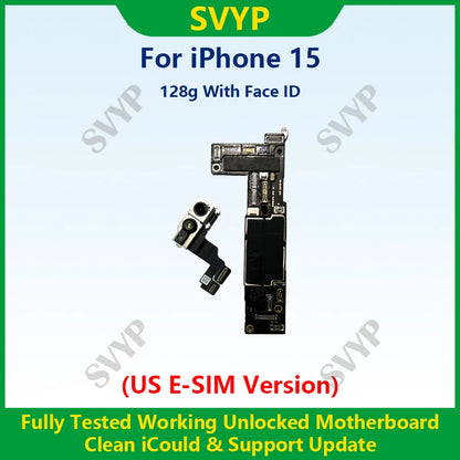 Fully Tested 100%Working Mainboard For iPhone 15 Pro Max Motherboard With Face ID Unlocked And Cleaned iCloud US E-SIM Version