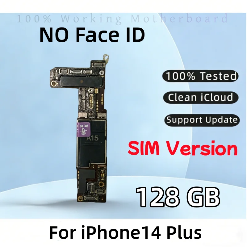 Fully Tested Unlocked Logic Board For iPhone 14 Plus Motherboard Clean ICloud E-SIM/SIM Version With/Without Face ID Mainboard