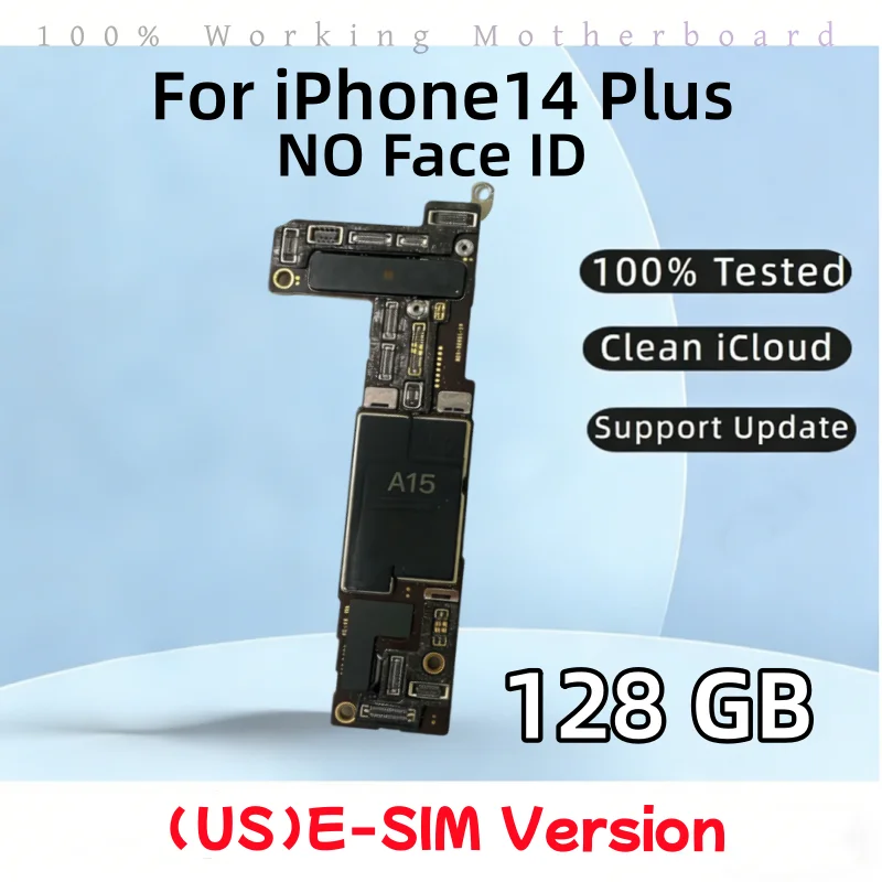 Fully Tested Unlocked Logic Board For iPhone 14 Plus Motherboard Clean ICloud E-SIM/SIM Version With/Without Face ID Mainboard