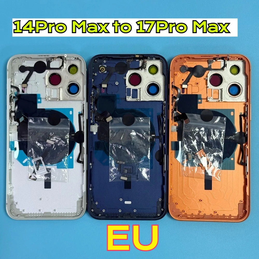Carcasa para iPhone 14 Pro Max a 17 Pro Batería Máx. Reemplazo de marco estetico 14 Pro máx. Como 17 Pro máx. Carcasa del marco