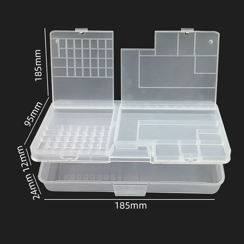 Bright Black Double-layer Electronic Component Storage Box Screw Accessories Organization Phone Repair Motherboard IC Collector