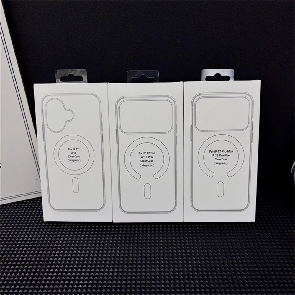 Funda de carga inalámbrica magnética original para MagSafe para iPhone 18 17 Air 16 15 14 13 12 11 Pro Max Plus Mini Cubierta trasera transparente
