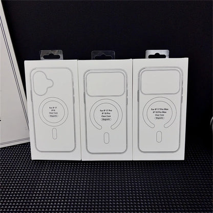 Funda de carga inalámbrica magnética original para MagSafe para iPhone 18 17 Air 16 15 14 13 12 11 Pro Max Plus Mini Cubierta trasera transparente