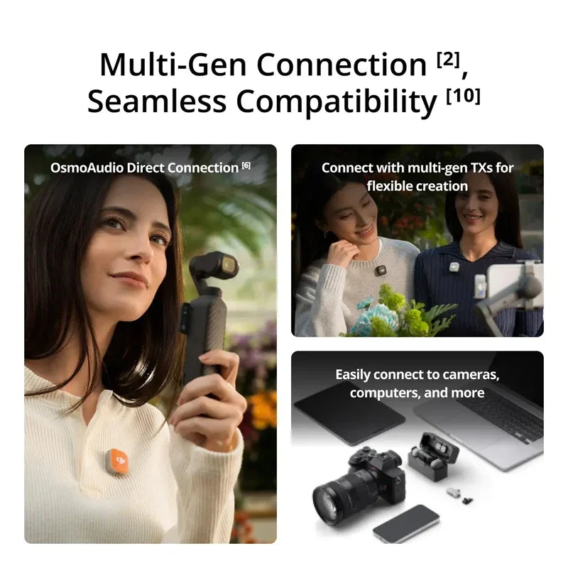 DJI Mic Mini 2 Mini Wireless Microphone High-Quality Audio Automatic Limiting to Prevent Audio Clipping 48-Hour Operating Time