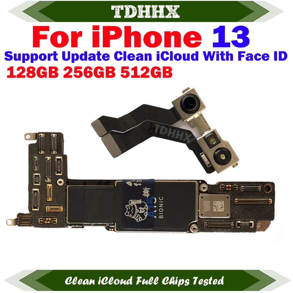 Free iCloud Motherboard For iPhone 13 Pro Max 128g/256g 512GB Mainboard With Face ID CleanediCloud Main Logic Board Ok Plate