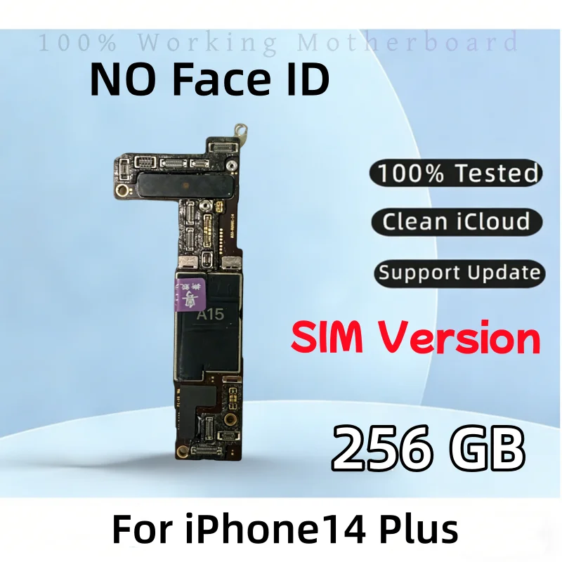 Fully Tested Unlocked Logic Board For iPhone 14 Plus Motherboard Clean ICloud E-SIM/SIM Version With/Without Face ID Mainboard