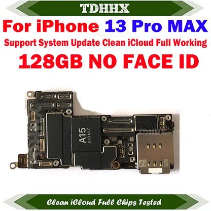 Free iCloud Motherboard For iPhone 13 Pro Max 128g/256g 512GB Mainboard With Face ID CleanediCloud Main Logic Board Ok Plate