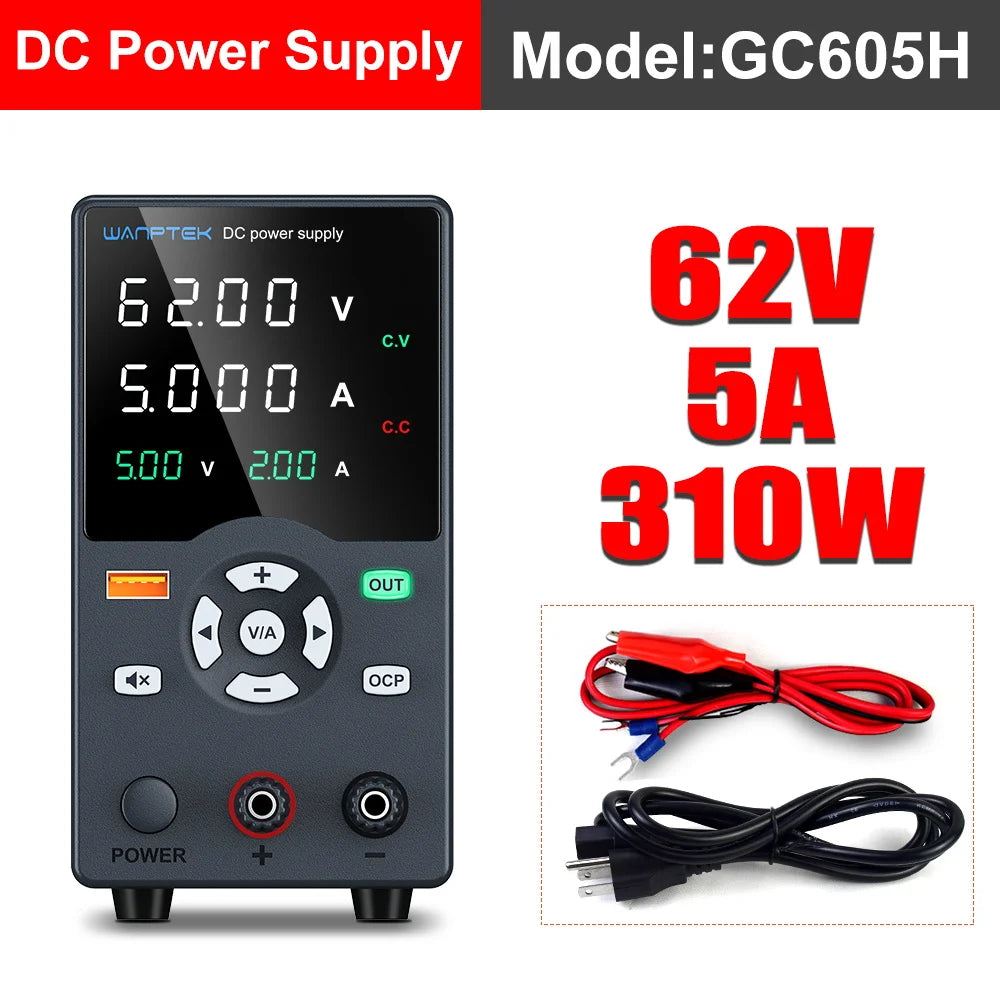 Wanptek Adjustable DC Power Supply 30V 10A 60V 5A Lab Bench Power Source Stabilized Power Supply Voltage Regulator Switch 120V3A