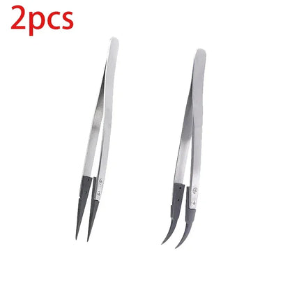 5PC Watch Hands Installation Work Tweezers Straight Elbow Handle Stainless Antistatic Plastic Tweezers ESD-259 ESD-259A ESD-7A