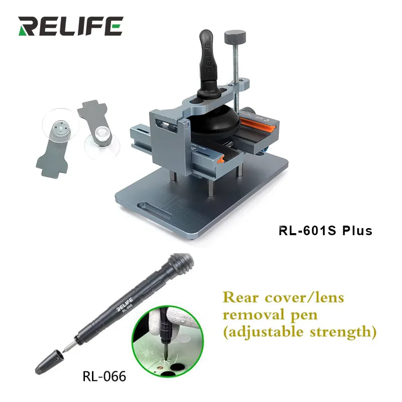 RELIFE RL-601SL Plus Pantalla LCD Dissabmly 2 en 1 Herramientas de eliminación de reparación de teléfonos móviles Eliminación de vidrio trasero, abrazadera giratoria fija de 360°