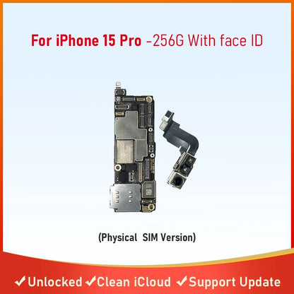 Fully Tested Authentic Mainboard For iPhone 15/15 Pro Max Motherboard With Face ID Unlocked Cleaned iCloud Pysics E SIM Version