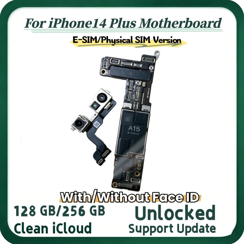 Fully Tested Unlocked Logic Board For iPhone 14 Plus Motherboard Clean ICloud E-SIM/SIM Version With/Without Face ID Mainboard
