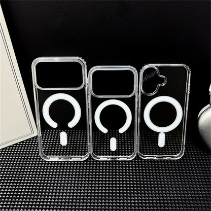 Funda de carga inalámbrica magnética original para MagSafe para iPhone 18 17 Air 16 15 14 13 12 11 Pro Max Plus Mini Cubierta trasera transparente