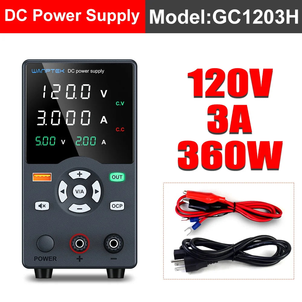 Wanptek Adjustable DC Power Supply 30V 10A 60V 5A Lab Bench Power Source Stabilized Power Supply Voltage Regulator Switch 120V3A