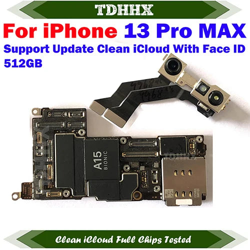 Free iCloud Motherboard For iPhone 13 Pro Max 128g/256g 512GB Mainboard With Face ID CleanediCloud Main Logic Board Ok Plate
