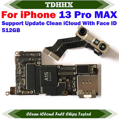 Free iCloud Motherboard For iPhone 13 Pro Max 128g/256g 512GB Mainboard With Face ID CleanediCloud Main Logic Board Ok Plate