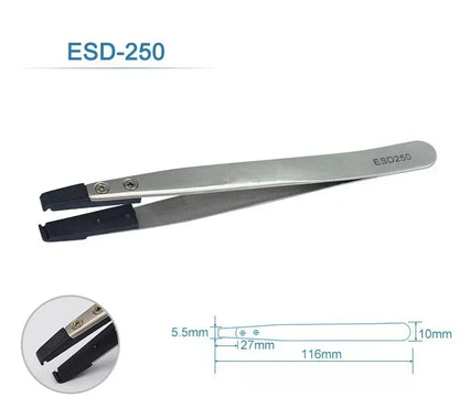 5PC Watch Hands Installation Work Tweezers Straight Elbow Handle Stainless Antistatic Plastic Tweezers ESD-259 ESD-259A ESD-7A