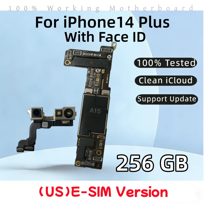 Fully Tested Unlocked Logic Board For iPhone 14 Plus Motherboard Clean ICloud E-SIM/SIM Version With/Without Face ID Mainboard