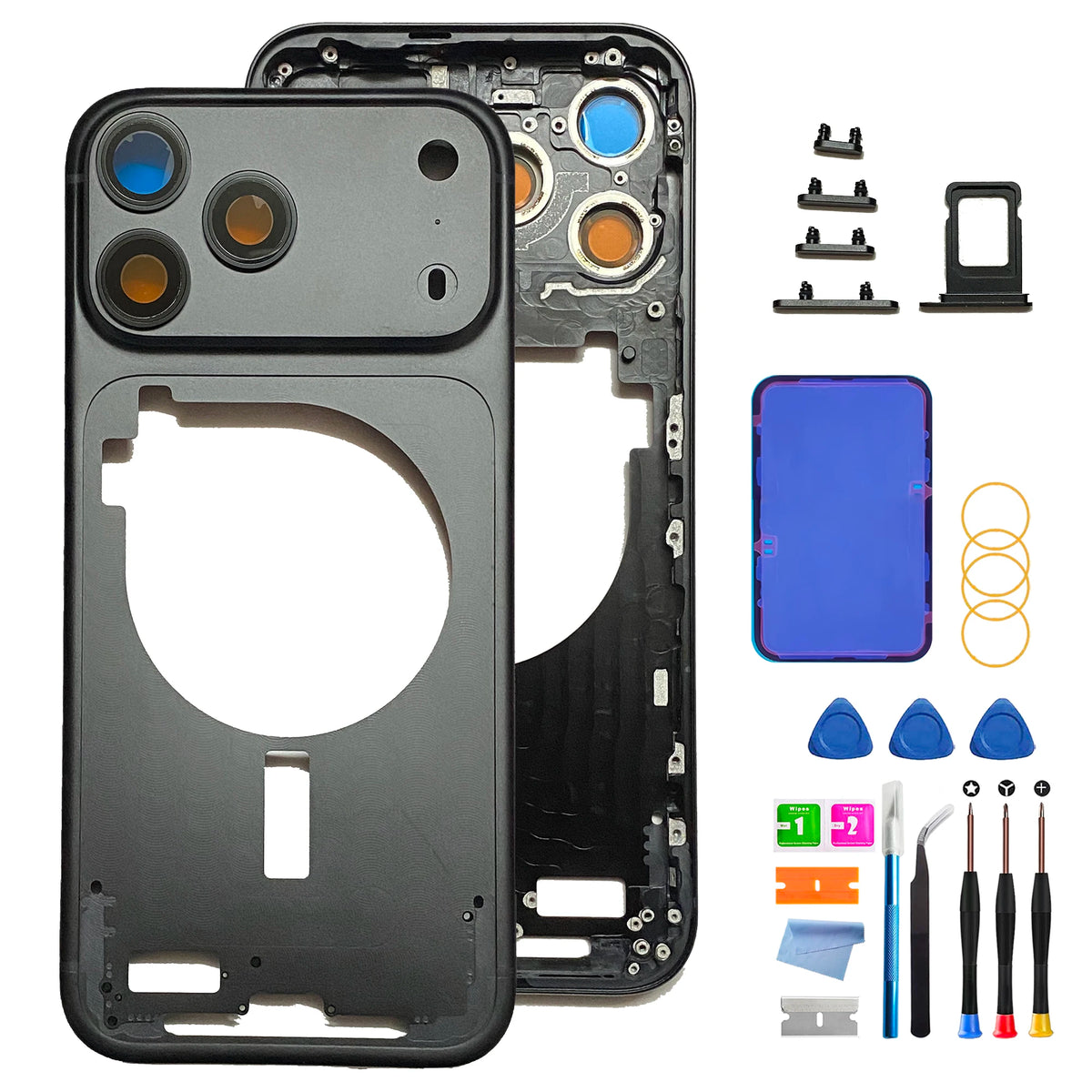 Carcasa personalizada para iPhone 17 Pro Max - Reemplazo de conjunto completo (versión CN) con bandeja SIM, botones laterales y herramientas de reparación