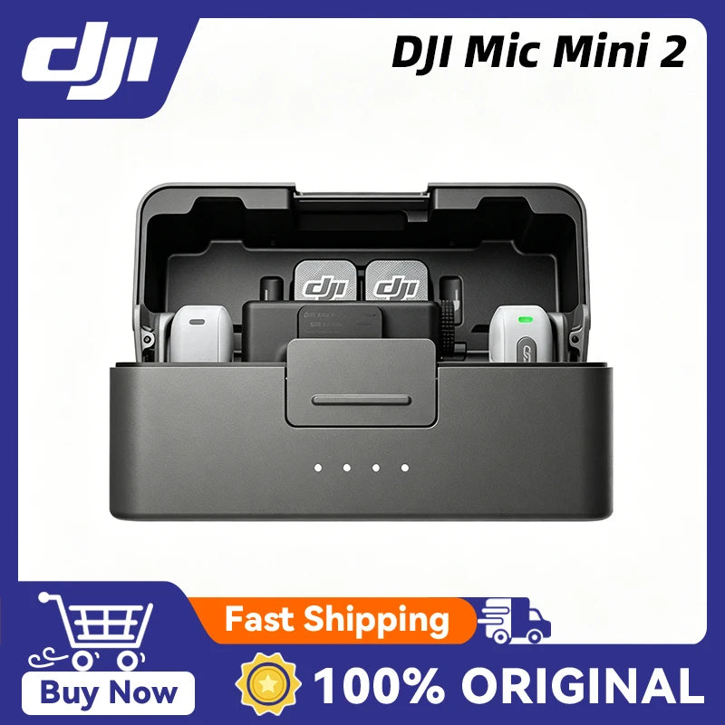 DJI Mic Mini 2 Mini Wireless Microphone High-Quality Audio Automatic Limiting to Prevent Audio Clipping 48-Hour Operating Time