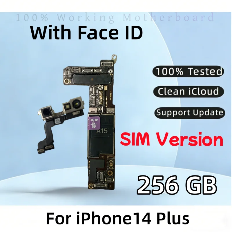 Fully Tested Unlocked Logic Board For iPhone 14 Plus Motherboard Clean ICloud E-SIM/SIM Version With/Without Face ID Mainboard