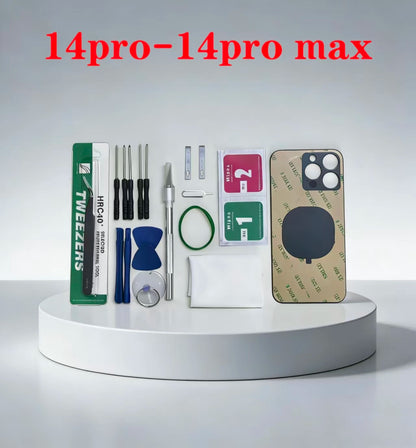 Tapa trasera para iPhone 14 Pro Max, cubierta de cristal de repuesto para el cristal trasero con orificio grande para la cámara, OEM para iPhone 14 Pro con herramienta