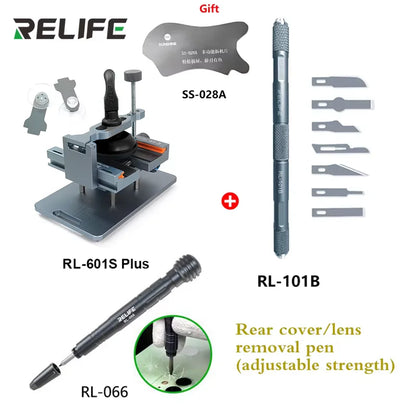 RELIFE RL-601SL Plus Pantalla LCD Dissabmly 2 en 1 Herramientas de eliminación de reparación de teléfonos móviles Eliminación de vidrio trasero, abrazadera giratoria fija de 360°