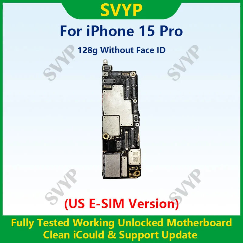 Fully Tested 100%Working Mainboard For iPhone 15 Pro Max Motherboard With Face ID Unlocked And Cleaned iCloud US E-SIM Version