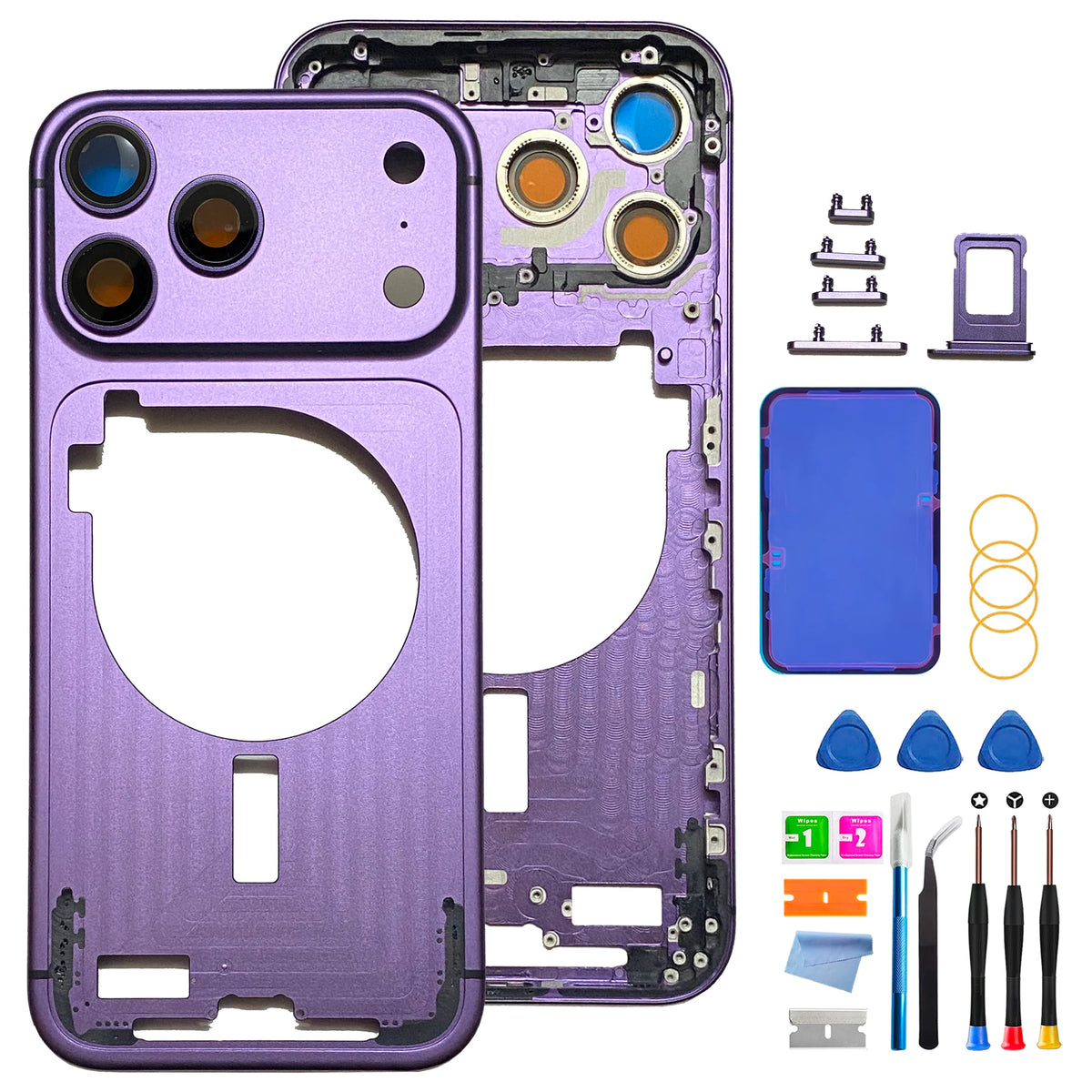 Carcasa personalizada para iPhone 17 Pro Max - Reemplazo de conjunto completo (versión CN) con bandeja SIM, botones laterales y herramientas de reparación
