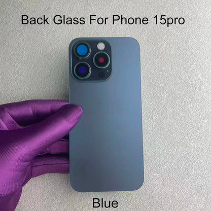 1 Pc Back Glass For iPhone 15 Pro/15 Pro Max Back Glass Panel Battery Cover Replacement Parts Rear Housing with Camera Lens