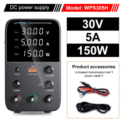 Wanptek Adjustable DC Power Supply 30V 10A 60V 5A Lab Bench Power Source Stabilized Power Supply Voltage Regulator Switch 120V3A