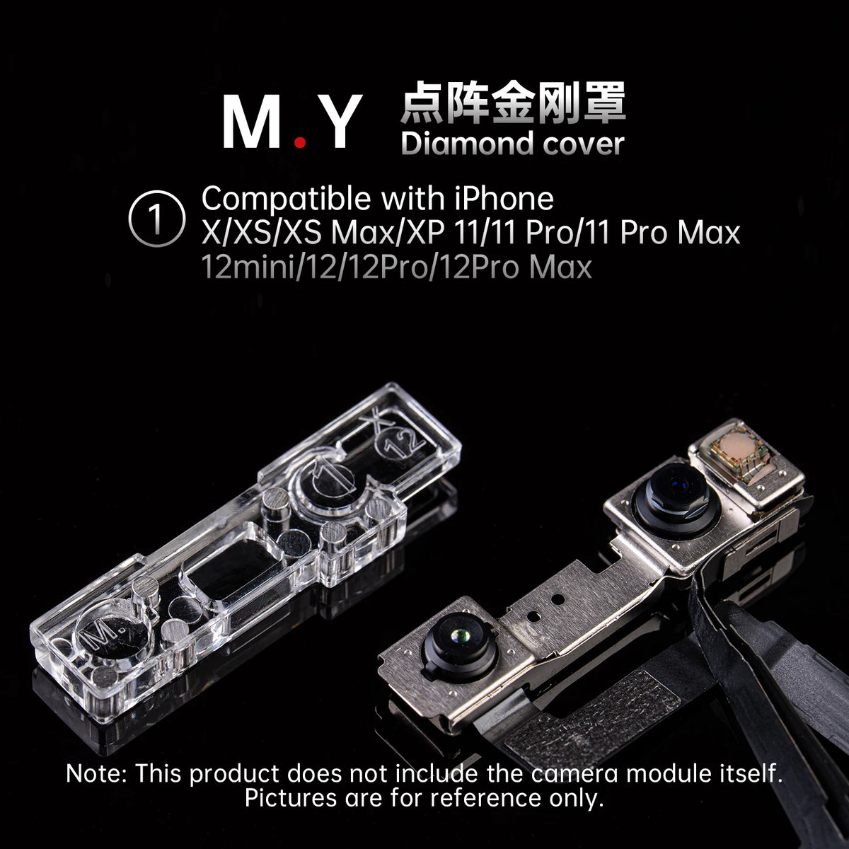 YCS 4Pcs Dot Matrix Diamond Cover – Front Camera Lens Protector Anti-Dust & Anti-Touch For iPhone X~17 Pro Max Face ID Repair